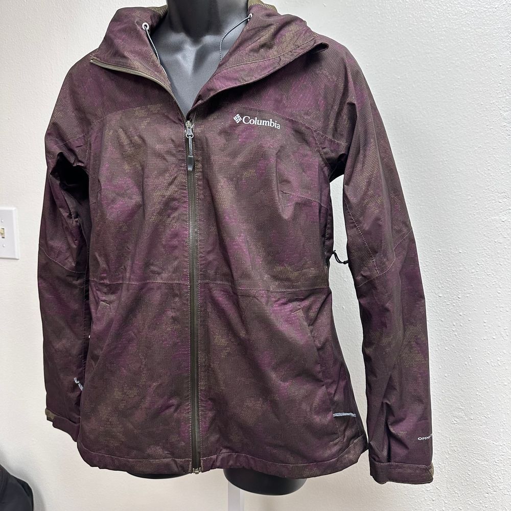 Columbia Woman Waterproof Lightweight Hoody Burgundy Omni Tech Jacket Size Small - Picture 3 of 15